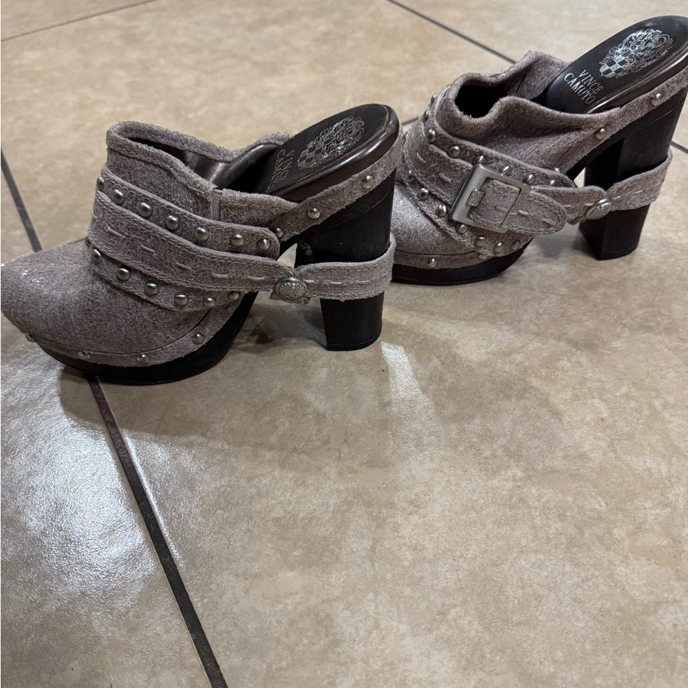 Vince Camuto Gray Studded Mules